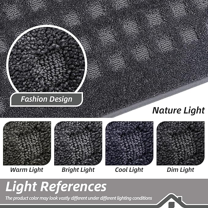 BEQHAUSE Waffle Door Mats Indoor 36"x60", Dog Mat for Muddy Paws Absorbent and Dirt Resist Floor Mats Non-Slip Washable Rugs for Entryway, Welcome Mat for Front Back Door, Muddy Wet Shoes, Dark Grey