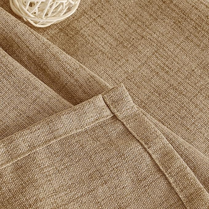 YoungsTex Toffee Linen Curtains 63 Inch Length for Short Living Room Window, Light Filtering Rod Pocket Burlap Textured Drapes for Bedroom Back Tab Rustic, 42 X 63 Inch, 2 Panels