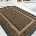 OLANLY Front Door Mat Indoor Outdoor Entrance, Waterproof All-Season, All-Weather Doormat, Sturdy Natural Rubber, Fade Resistant, Low Profile, Easy Clean Patio Porch Entryway Mat, 71x23, Brown