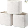 3 Pack Storage Cubes 11 Inch Cotton Rope Woven Baskets for Organizing Cube Bin Square Shelves Organizer,Classroom,Kids Toy Bins,Closet,Baby Nursery(Creamy White)