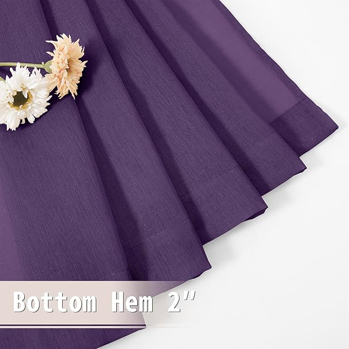 Tollpiz Sheer Door Curtains Closet Linen Textured Curtain Sheers Doorway Light Filtering Voile French Door Rod Pocket Curtains Patio Glass Door, 54 x 63 inches Long, Royal Purple, Set of 1 Panel
