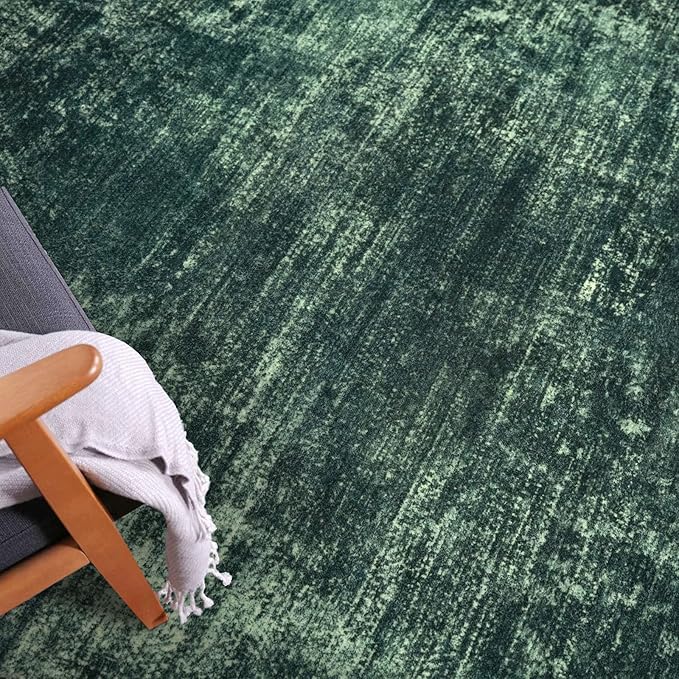 IOHOUZE Abstract Runner Rug 3x12 Ft Washable Runners for Hallways, Non Slip Kitchen Runner Printed Faux Wool Entryway Runner Indoor, Modern Abstract Floor Carpet for Hall Kitchen, Dark Green