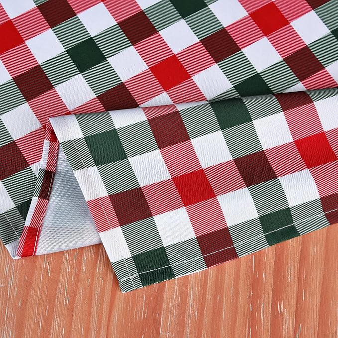 Waterproof Christmas Plaid Tablecloth Fabric - Red Oblong 52x70 Inch Classic Buffalo Tartan Festive Table Cloth for Indoor Use - New Year Tabletop Cover for Dinner, BBQs, and Parties