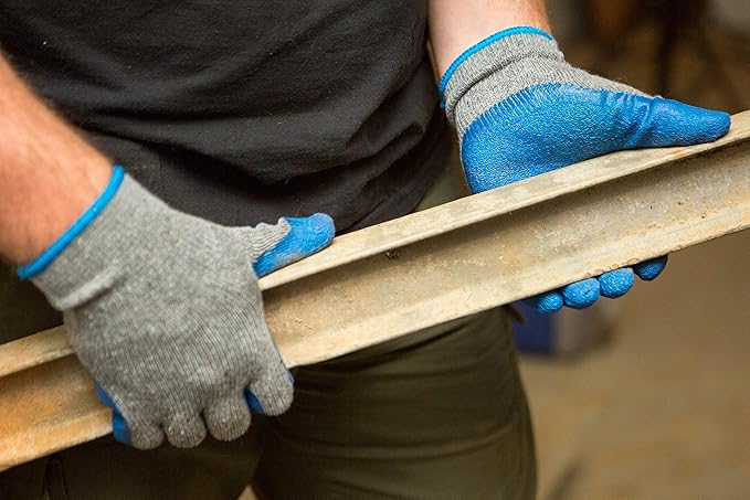 G & F Products - 3100XL-10 120 Pairs X-Large Rubber Latex Double Coated Work Gloves for Construction, gardening gloves, heavy duty Cotton Blend Blue