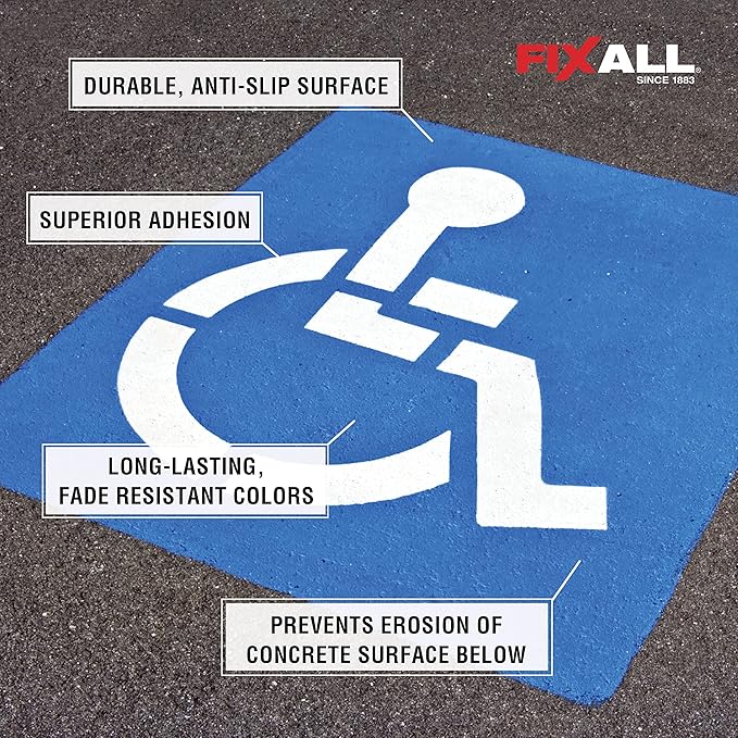 FIXALL Skid Grip Anti-Slip Coating, 5 Gallons, Crimson, Exceeds ADA Standards, Ideal for Safety Areas, Slip-Resistant Pavement, Cement & Concrete Paint