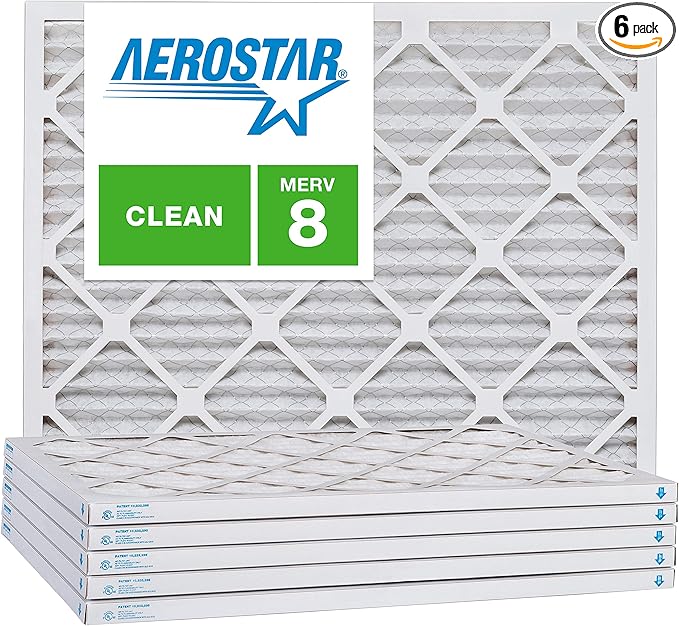 Aerostar 12x30x1 MERV 8, Pleated Air Filter, 12x30x1, Box of 6, Made in the USA