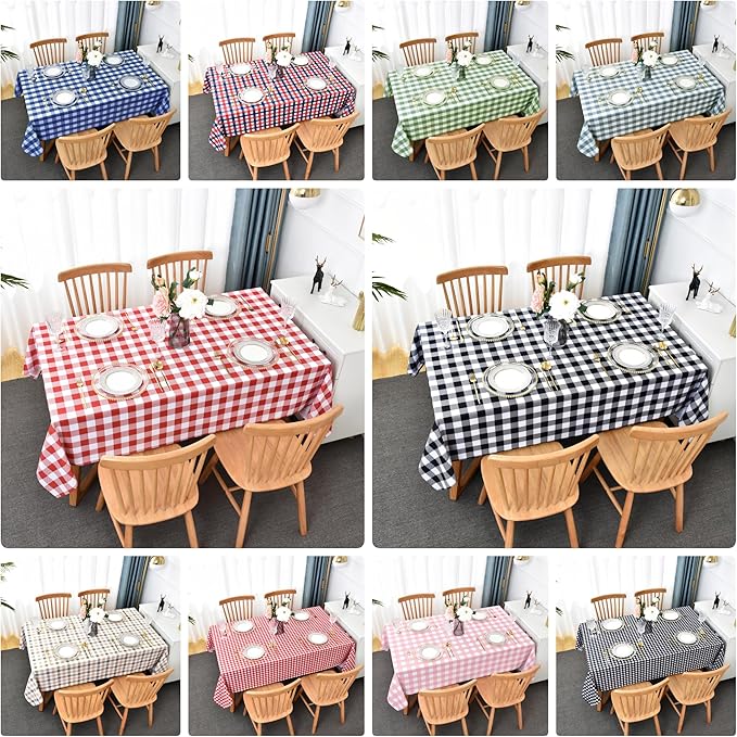 Waterproof Checkered Tablecloth Runner Fabric - Rectangle 12x108 Inch Classic Gingham Buffalo Plaid Table Cloth for Indoor/Outdoor Use - Table Cover for Kitchen, BBQs, and Parties