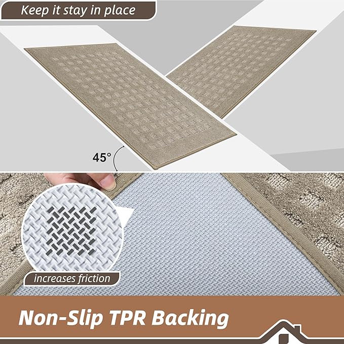 BEQHAUSE Waffle Door Mats Indoor 20"x32", Dog Mat for Muddy Paws Absorbent and Dirt Resist Floor Mats Non-Slip Washable Rugs for Entryway, Welcome Mat for Front Back Door, Muddy Wet Shoes, Beige