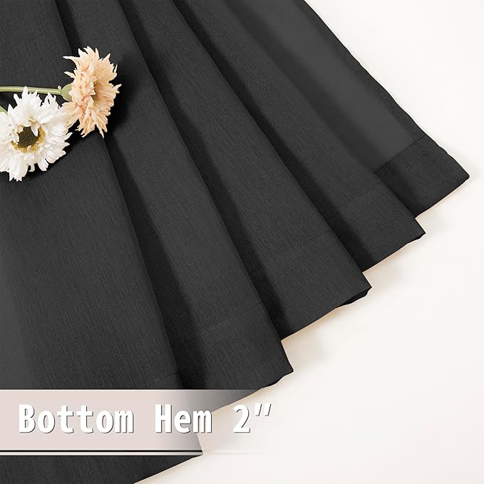 Tollpiz Sheer Curtain Closet Linen Textured Curtain Sheers Doorway Light Filtering Voile French Door Rod Pocket Curtains Patio Glass Door, 25 x 80 inches Long, Black, Set of 1 Panel