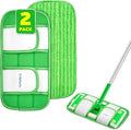 2 Pack Reusable Microfiber Mop Pads, Compatible with Swiffer Sweeper, Machine Washable Cloths, Refills for All Floor Cleaning, Hook and Loop, Wet Dry - 10"- 12"