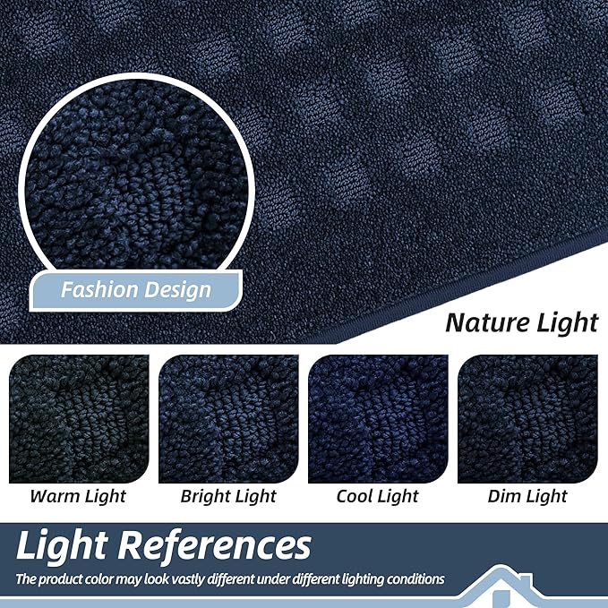 BEQHAUSE Waffle Door Mats Indoor 36"x60", Dog Mat for Muddy Paws Absorbent and Dirt Resist Floor Mats Non-Slip Washable Rugs for Entryway, Welcome Mat for Front Back Door, Muddy Wet Shoes, Navy Blue
