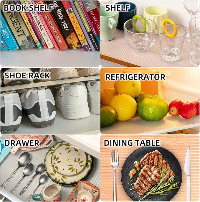 Shelf Liners for Kitchen Cabinets Non-Adhesive & Washable,Non Slip Cabinet Liners for Shelves Waterproof & Oil Proof,Clear Plastic Drawer Liner,Easy to Cut 17.5 Inches x 20 FT x 2 Rolls CP-17202