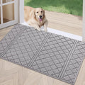 REFETONE Indoor Doormat, Front Back Door Mat 16"x24" Absorbent Rubber Backing Non Slip Door Mats, Low-Profile Resist Dirt Rugs, Machine Washable Door Rug Inside Floor Mat for Entryway, Light Grey