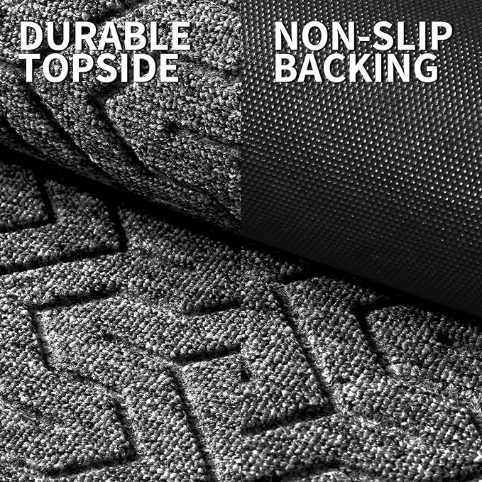 Yimobra Front Door Mat Outside Entrance 29.5x17, Waterproof Heavy Duty Outdoor Mats for Front Door, Non Slip Rubber Entry Mat for Garage Patio, Black Grey