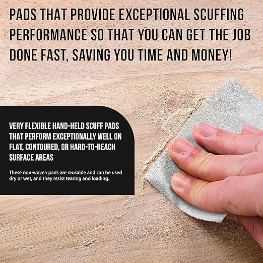 Dura-Gold Premium 6" x 9" White Light Duty Scuff Pads, Box of 10 - Final Scuffing, Scouring, Cleaning, Cleansing Surfaces, Preparation - Automotive Paint Clearcoat Blending, Auto Body, Woodworking