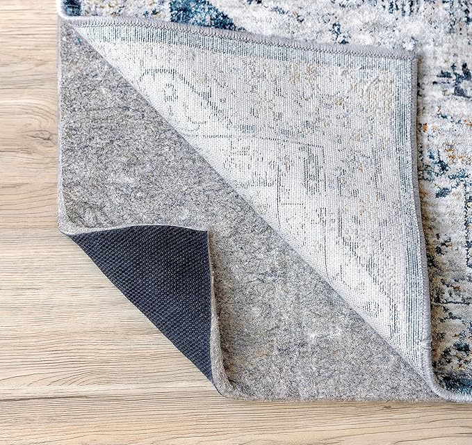 RUGPADUSA - Dual Surface - 4' Square - 3/8" Thick - Felt + Rubber - Enhanced Non-Slip Rug Pad - Adds Comfort and Protection - for Hard Surface Floors